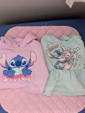 Disney Stitch & Angel Sweatshirt Set - Pink and Mint